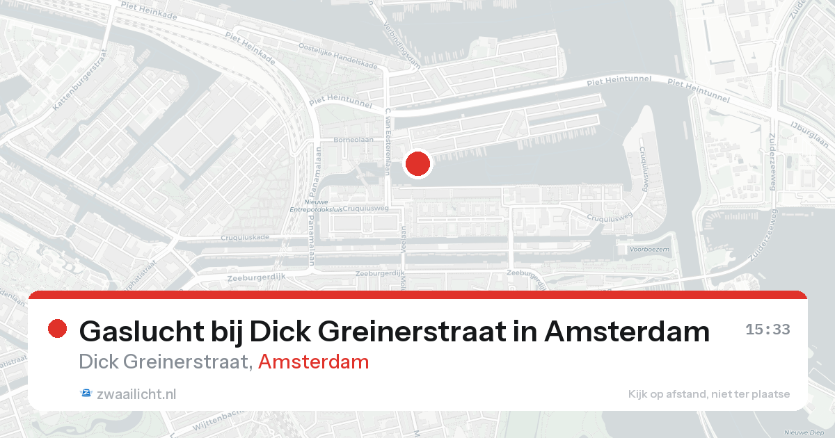 Gaslucht bij Dick Greinerstraat in Amsterdam — 15 aug 2026