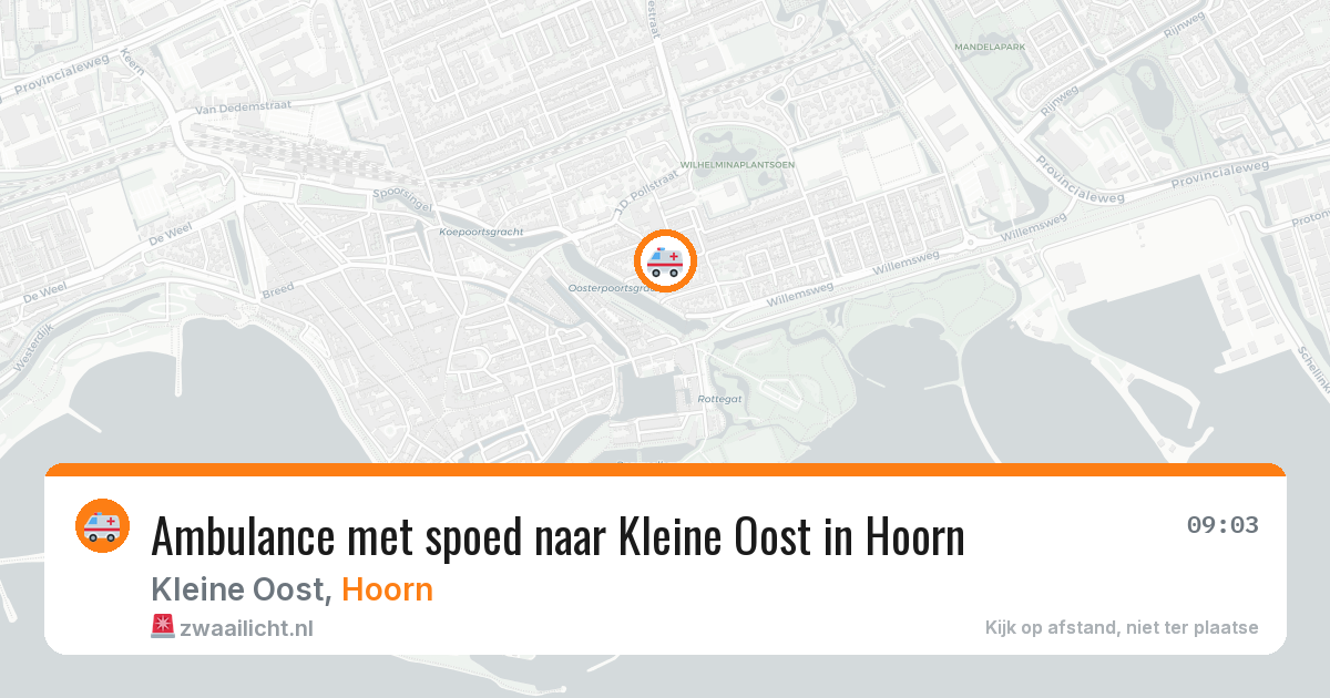 Ambulance met spoed naar Kleine Oost in Hoorn — 14 aug 2026