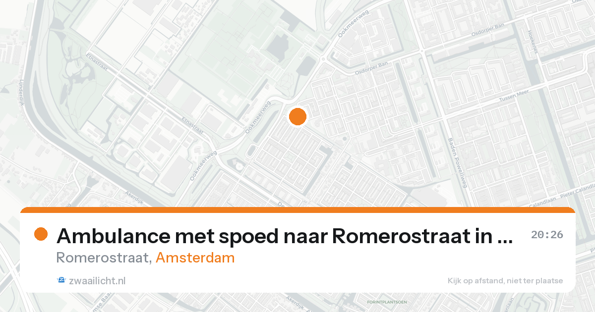 Ambulance met spoed naar Romerostraat in Amsterdam — 21 aug 2026