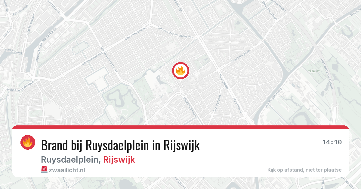 Brand bij Ruysdaelplein in Rijswijk — 29 jun 2026