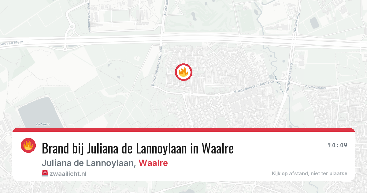 Brand bij Juliana de Lannoylaan in Waalre — 29 jun 2026