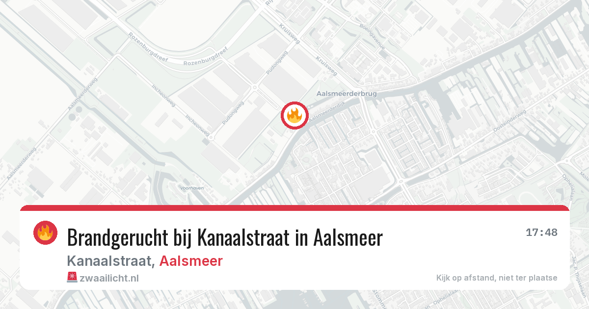 Brandgerucht bij Kanaalstraat in Aalsmeer — 8 jun 2026
