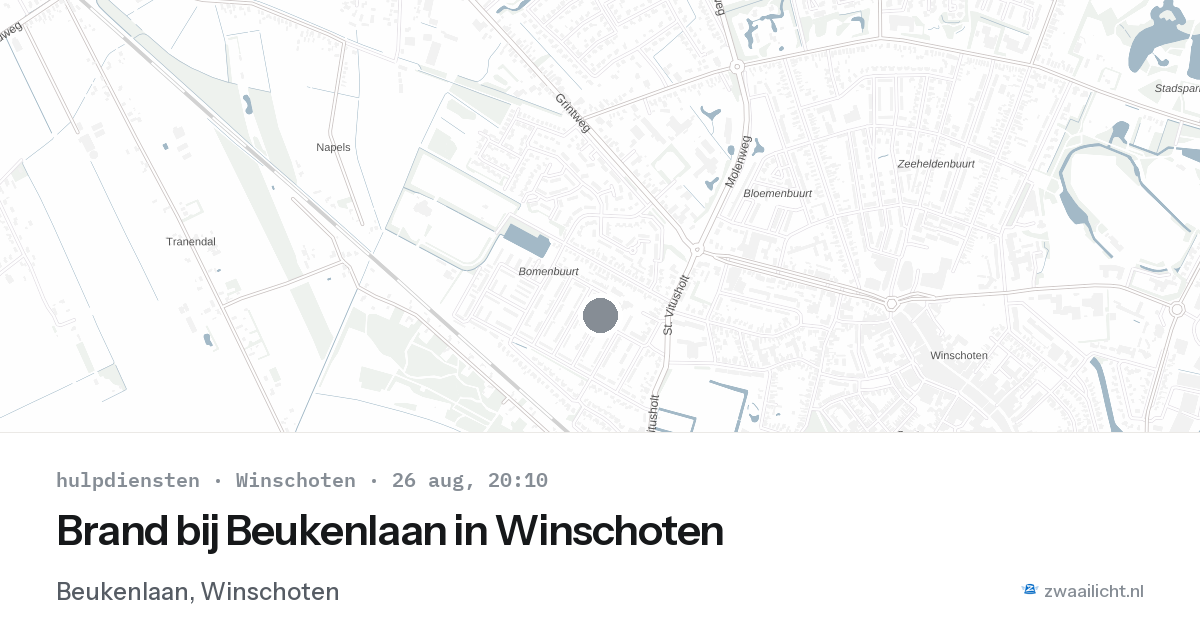 Brand bij Beukenlaan in Winschoten — 26 aug 2026