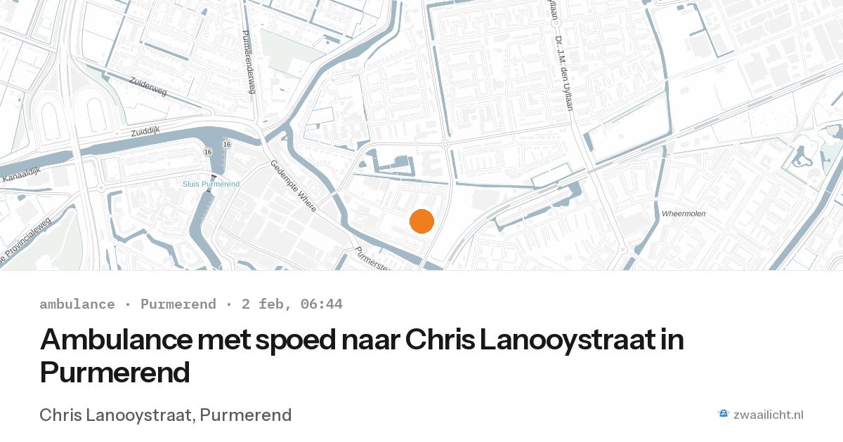 Ambulance met spoed naar Chris Lanooystraat in Purmerend — 2 feb 2026