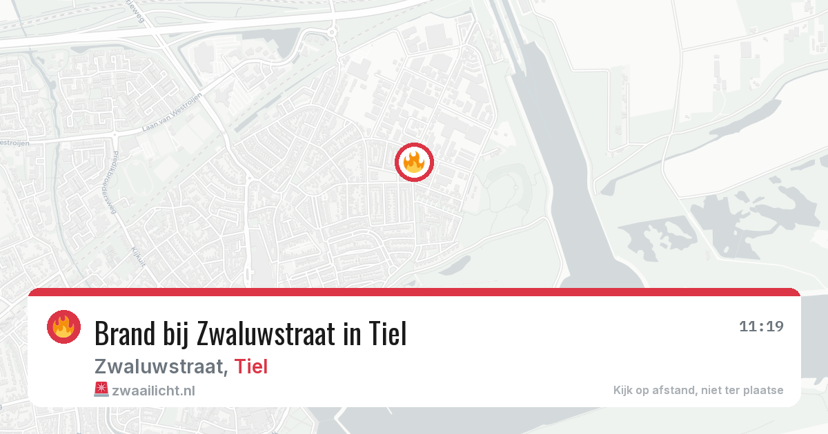 Brand bij Zwaluwstraat in Tiel — 7 aug 2026