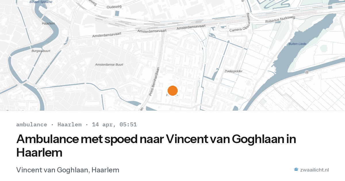 Ambulance met spoed naar Vincent van Goghlaan in Haarlem — 14 apr 2026