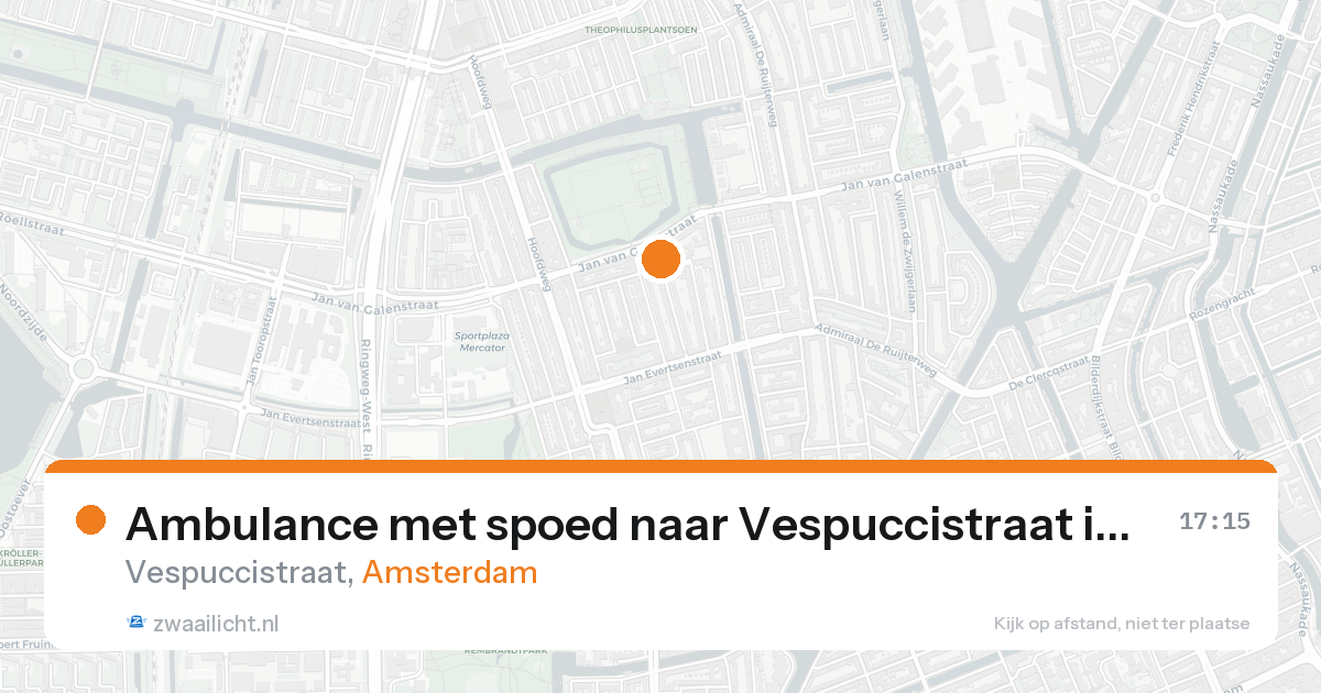 Ambulance met spoed naar Vespuccistraat in Amsterdam — 17 aug 2026
