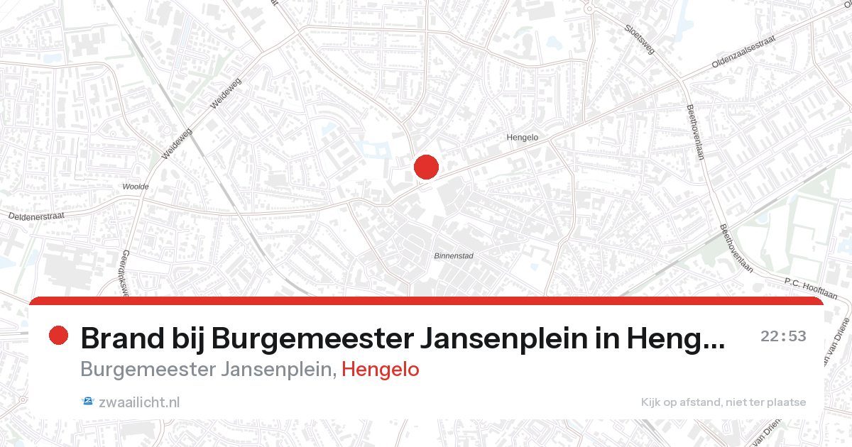Brand bij Burgemeester Jansenplein in Hengelo — 26 aug 2026