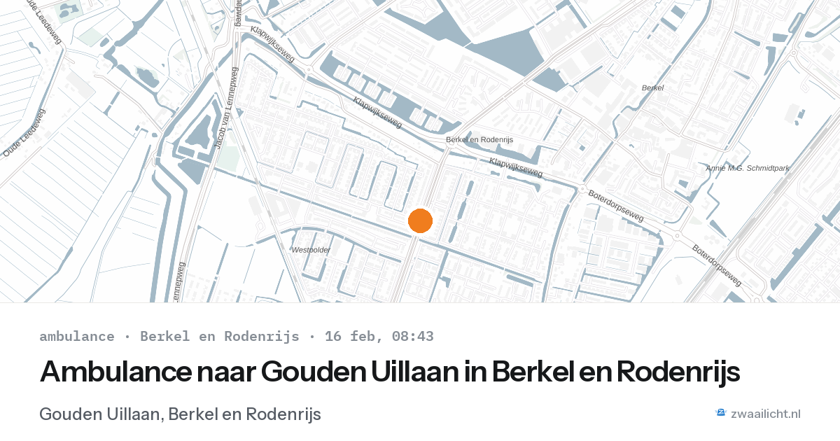 Ambulance naar Gouden Uillaan in Berkel en Rodenrijs — 16 feb 2026