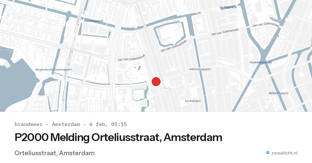 P2000 Melding Orteliusstraat, Amsterdam — 6 feb 2026