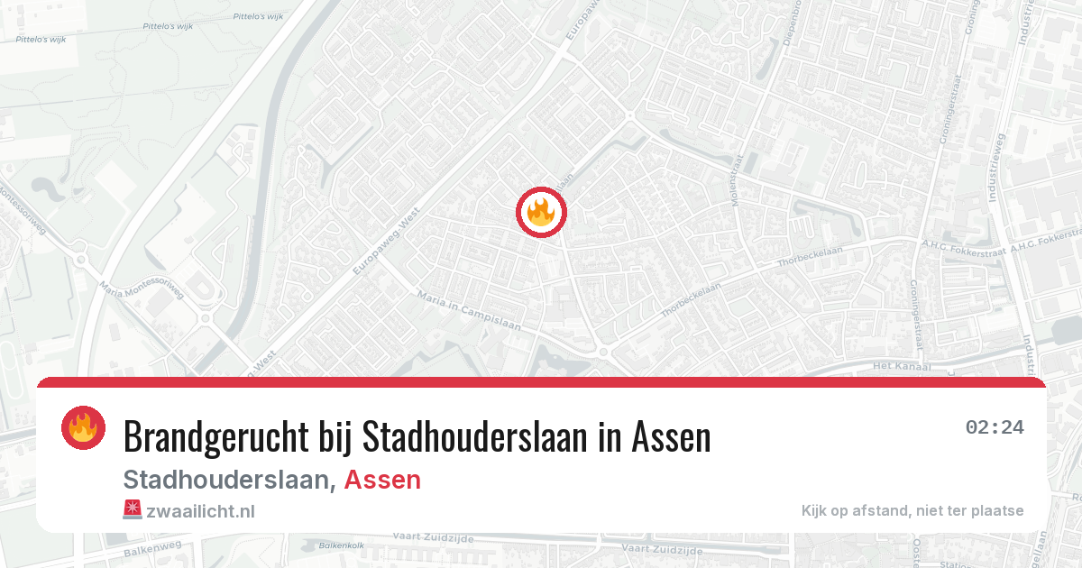 Brandgerucht bij Stadhouderslaan in Assen — 12 aug 2026