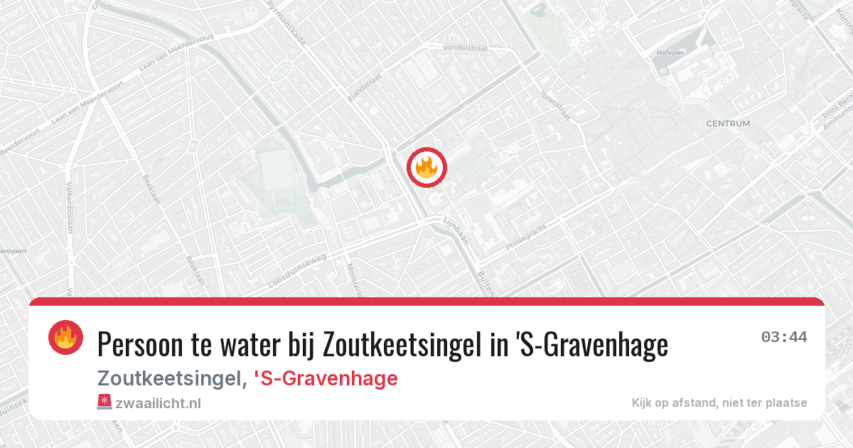 Persoon te water bij Zoutkeetsingel in 'S-Gravenhage — 27 jul 2026