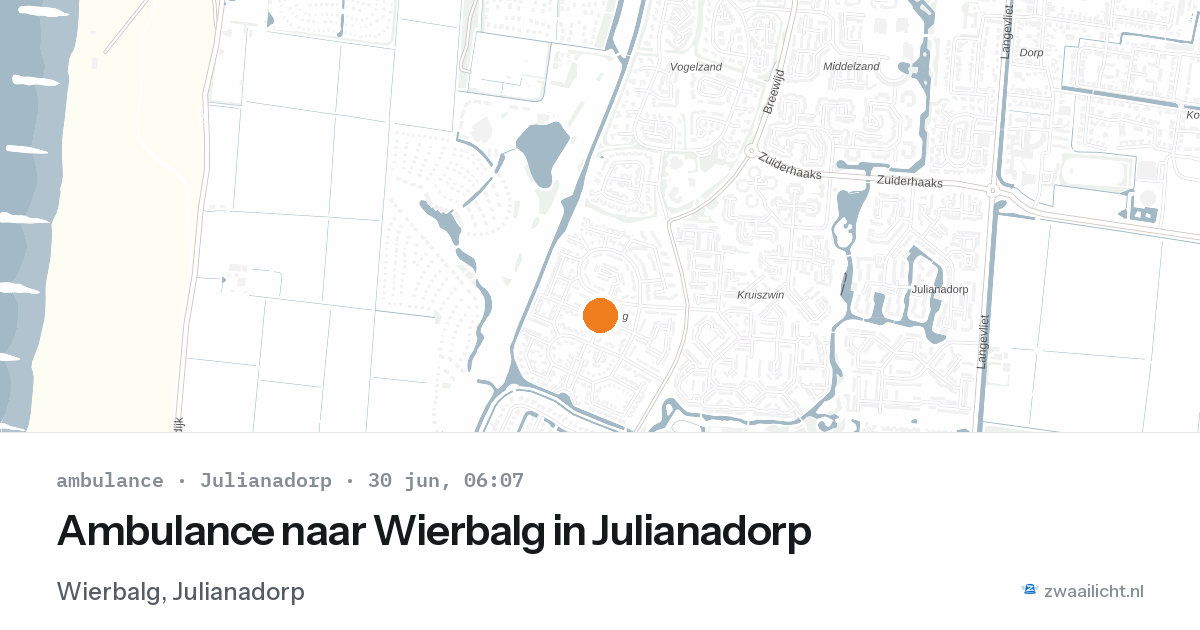Ambulance naar Wierbalg in Julianadorp — 30 jun 2026