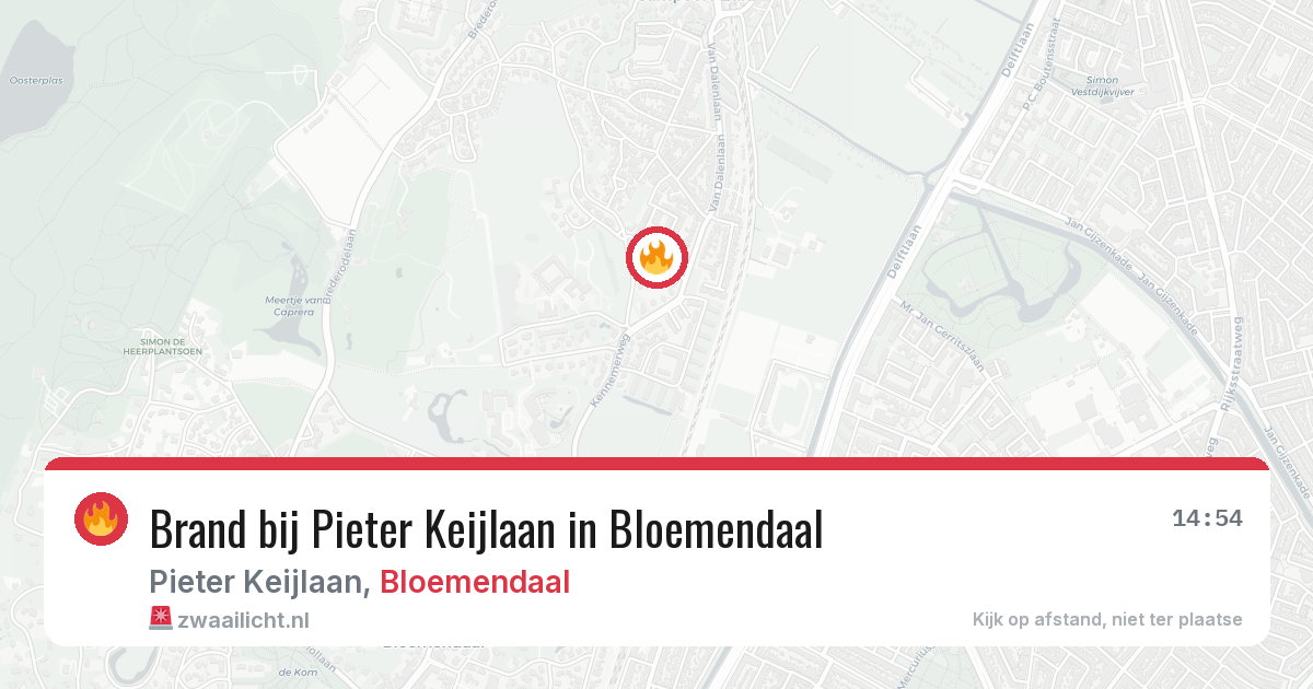 Brand bij Pieter Keijlaan in Bloemendaal — 11 aug 2026