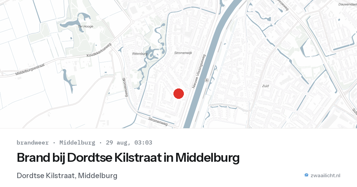 Brand bij Dordtse Kilstraat in Middelburg — 29 aug 2026