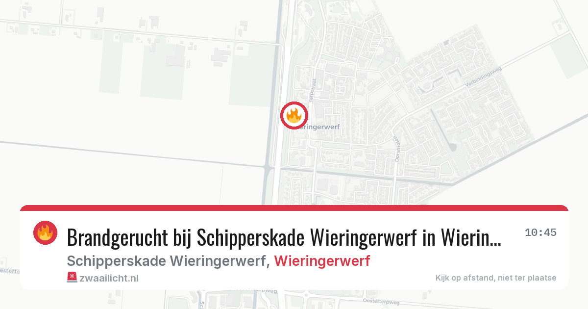 Brandgerucht bij Schipperskade Wieringerwerf in Wieringerwerf — 14 jul 2026