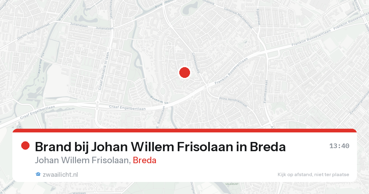Brand bij Johan Willem Frisolaan in Breda — 24 aug 2026