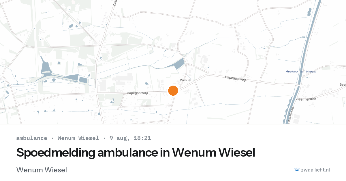 Spoedmelding ambulance in Wenum Wiesel — 9 aug 2026