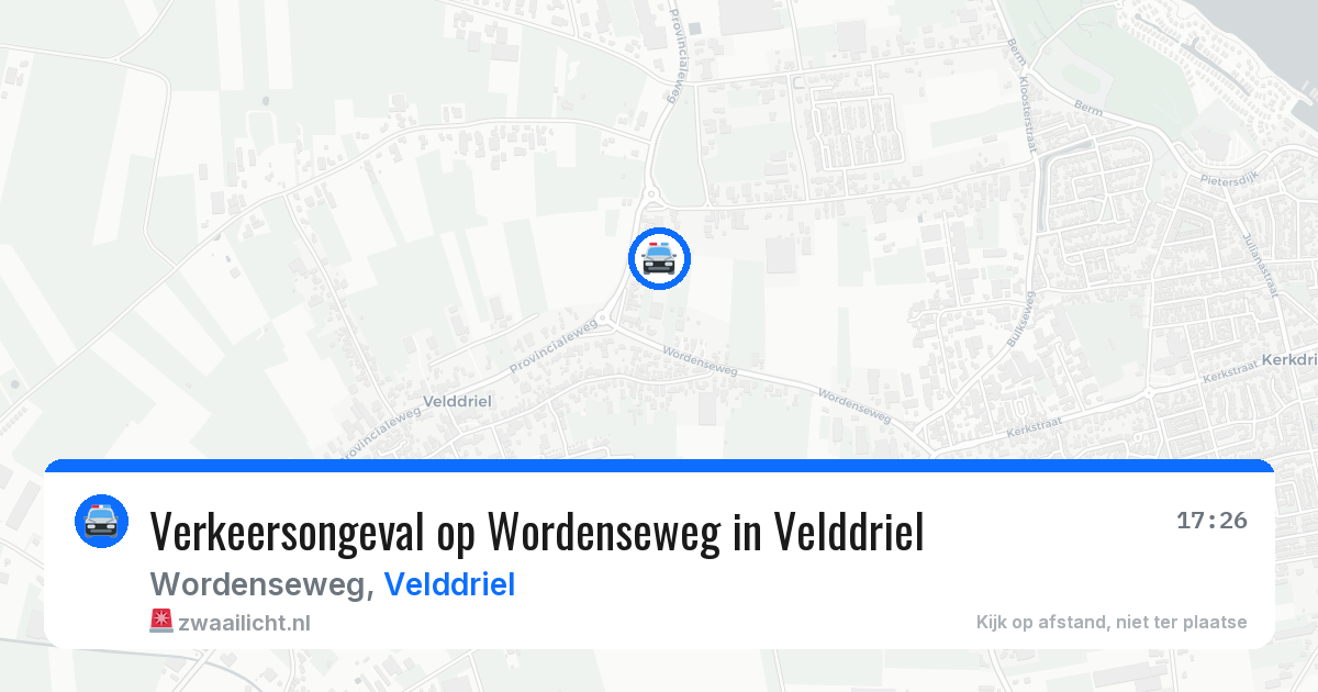 Verkeersongeval op Wordenseweg in Velddriel — 13 apr 2026