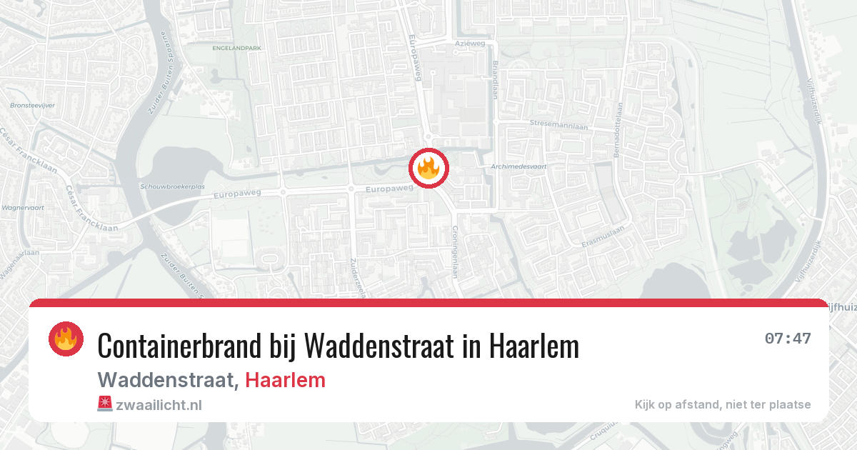 Containerbrand bij Waddenstraat in Haarlem — 9 aug 2026