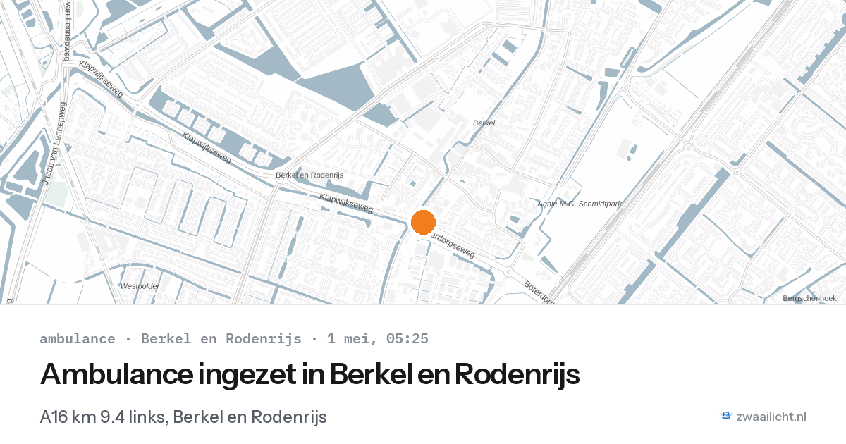 Ambulance ingezet in Berkel en Rodenrijs — 1 mei 2026