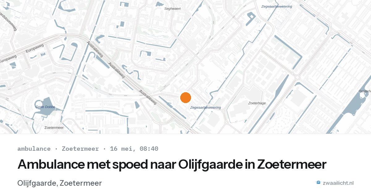 Ambulance met spoed naar Olijfgaarde in Zoetermeer — 16 mei 2026