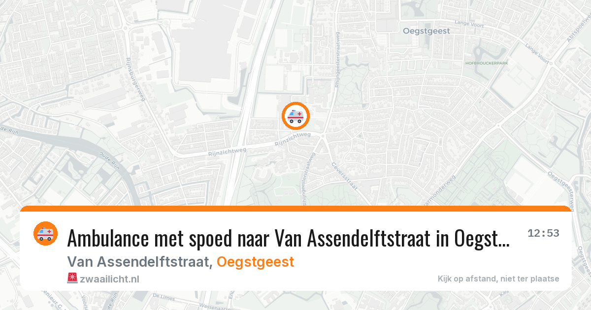 Ambulance met spoed naar Van Assendelftstraat in Oegstgeest — 16 mrt 2026