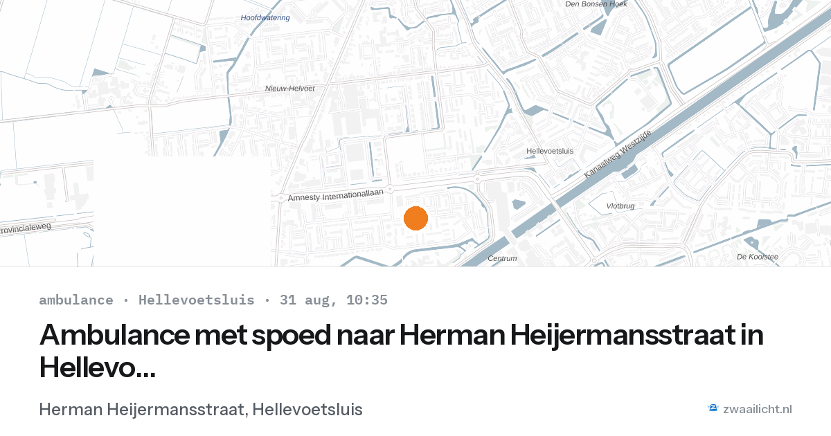 Ambulance met spoed naar Herman Heijermansstraat in Hellevoetsluis — 31 aug 2026