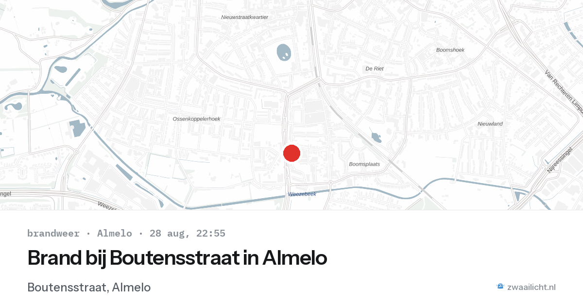 Brand bij Boutensstraat in Almelo — 28 aug 2026