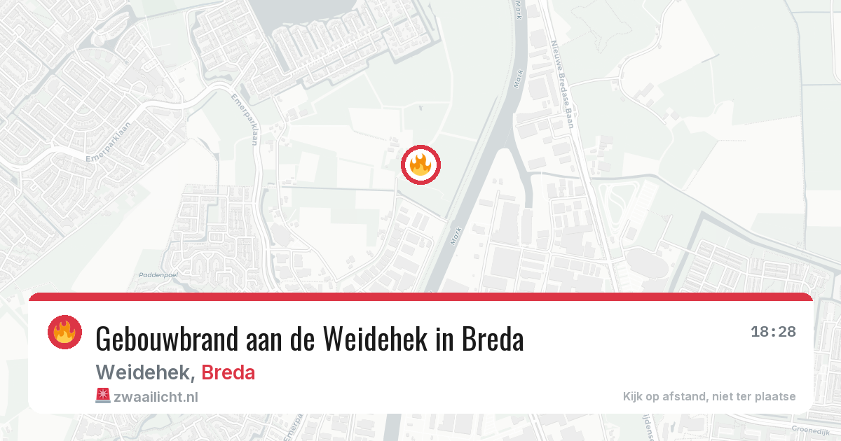 Gebouwbrand aan de Weidehek in Breda — 11 jun 2026