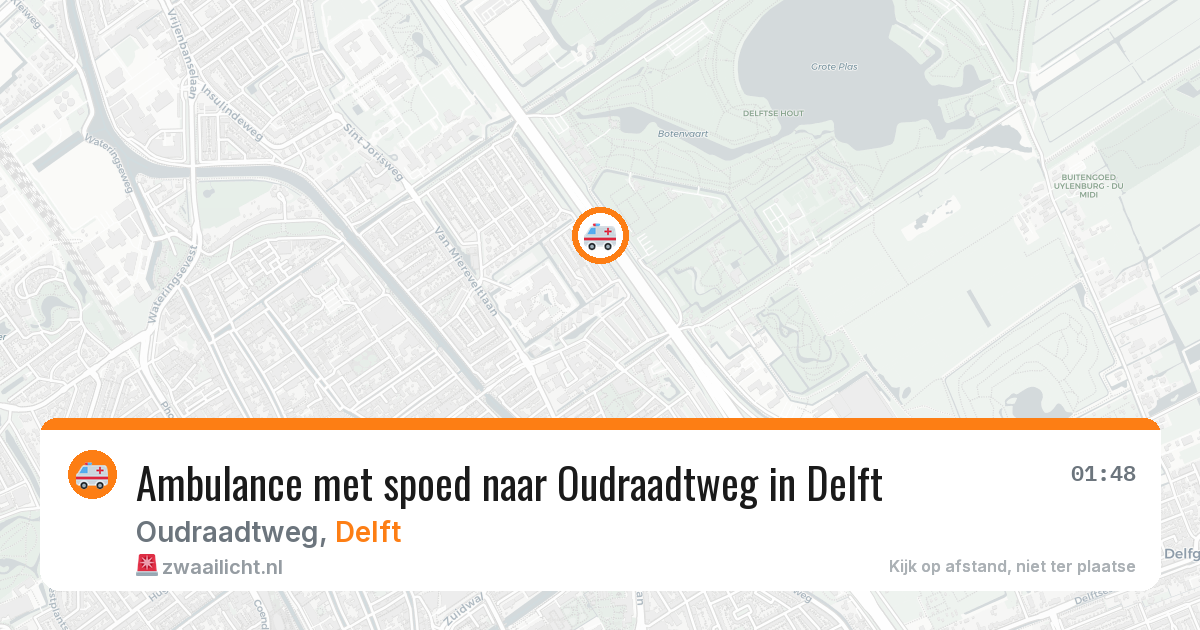 Ambulance met spoed naar Oudraadtweg in Delft — 14 aug 2026