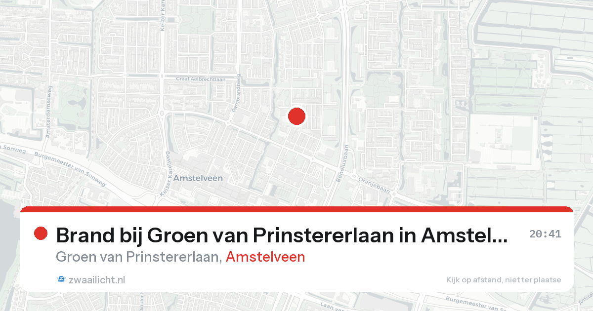 Brand bij Groen van Prinstererlaan in Amstelveen — 19 jun 2026