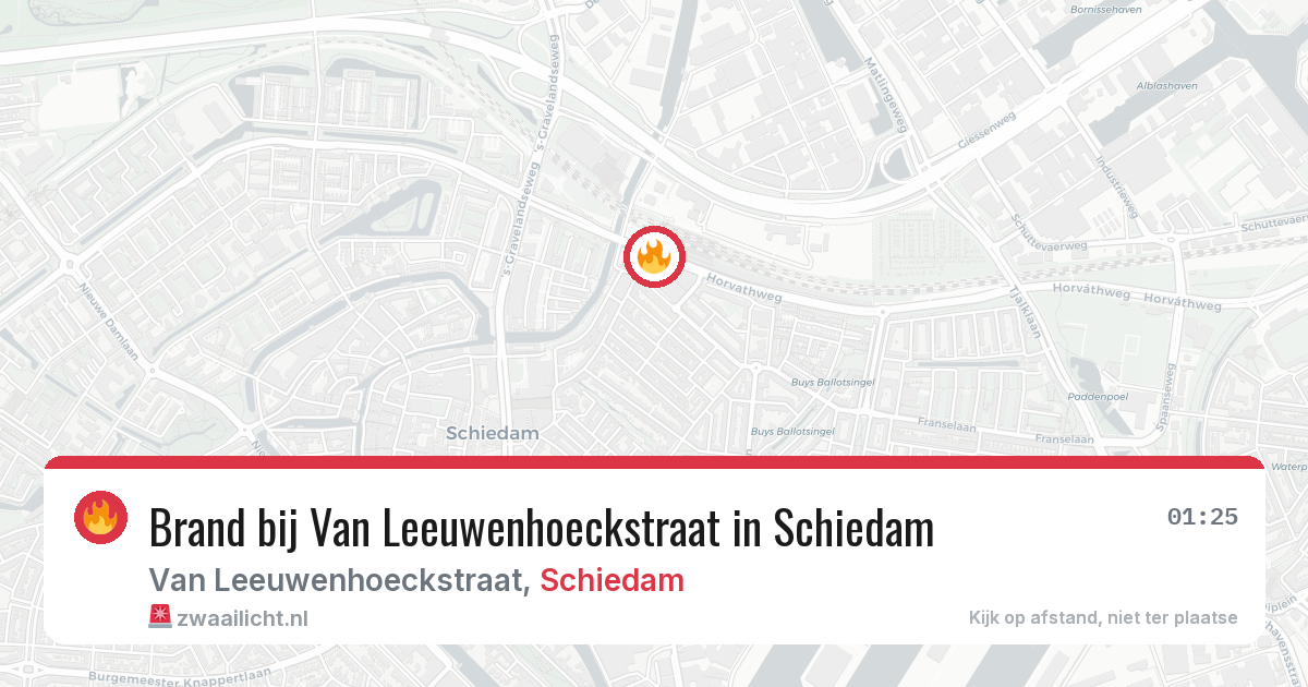 Brand bij Van Leeuwenhoeckstraat in Schiedam — 15 jun 2026