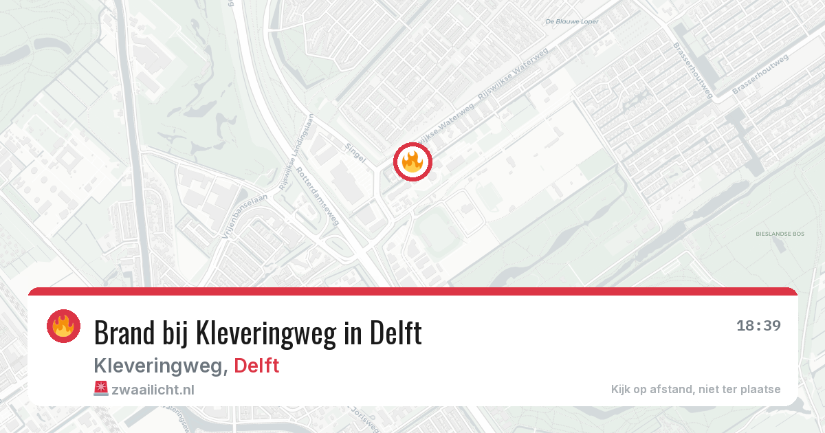 Brand bij Kleveringweg in Delft — 24 jun 2026