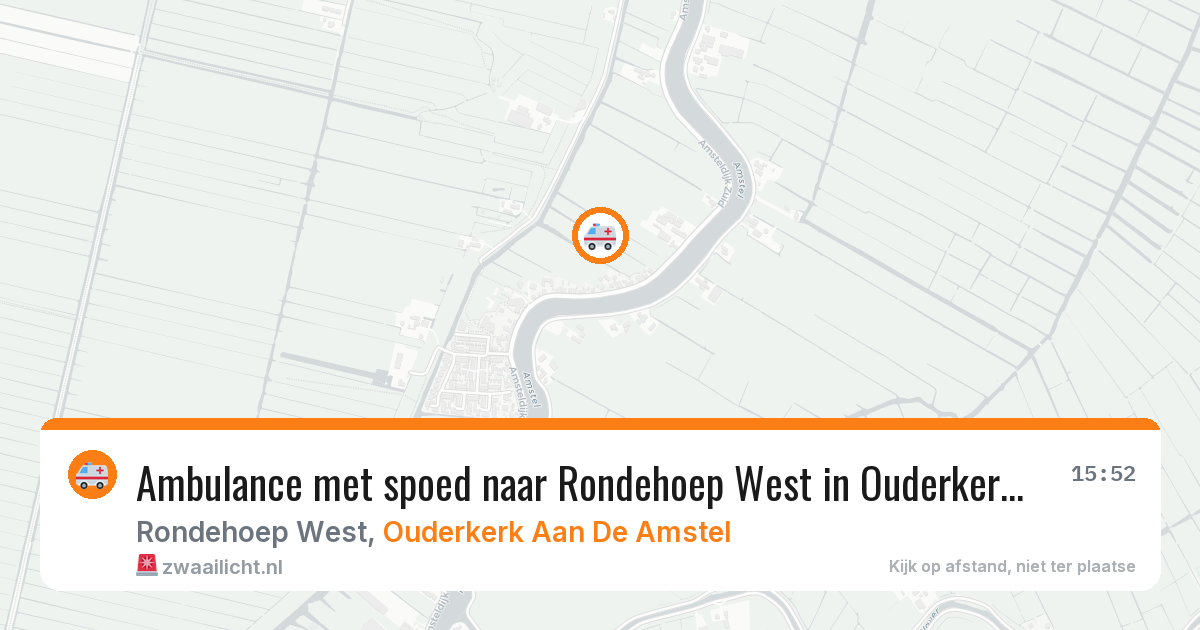 Ambulance met spoed naar Rondehoep West in Ouderkerk Aan De Amstel — 29 mrt 2026