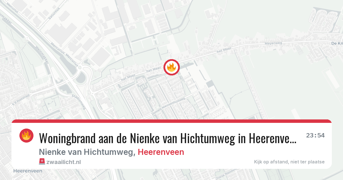 Woningbrand aan de Nienke van Hichtumweg in Heerenveen — 19 jun 2026