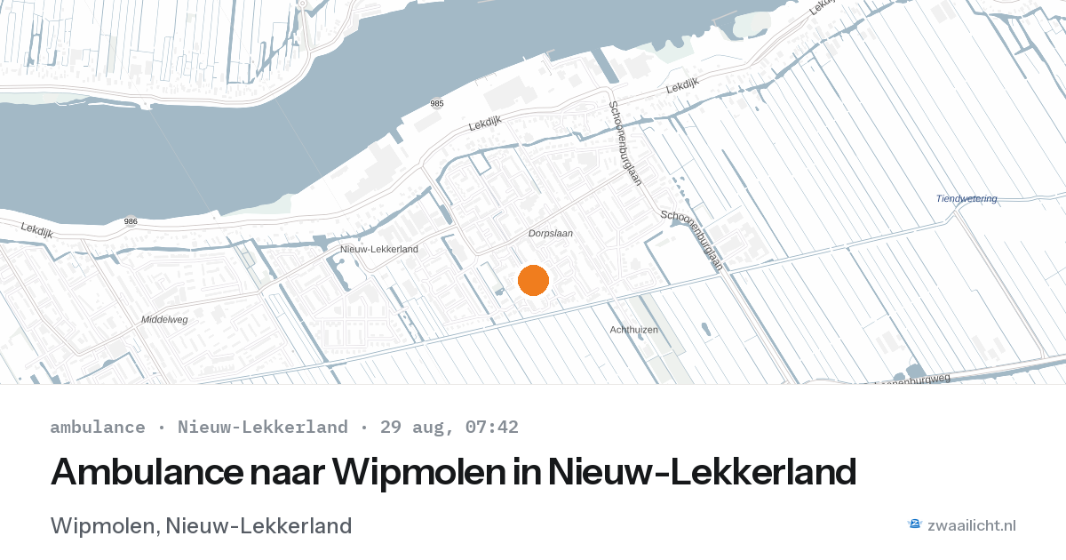 Ambulance naar Wipmolen in Nieuw-Lekkerland — 29 aug 2026