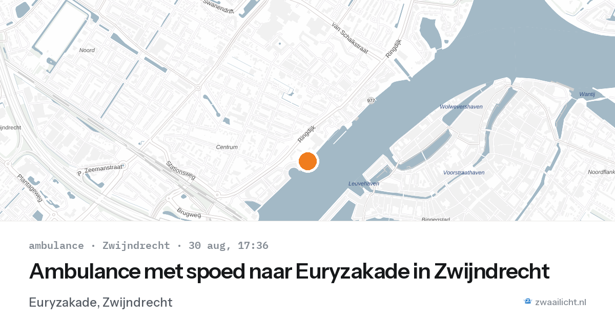 Ambulance met spoed naar Euryzakade in Zwijndrecht — 30 aug 2026