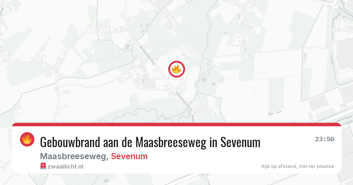 Gebouwbrand aan de Maasbreeseweg in Sevenum — 21 apr 2026