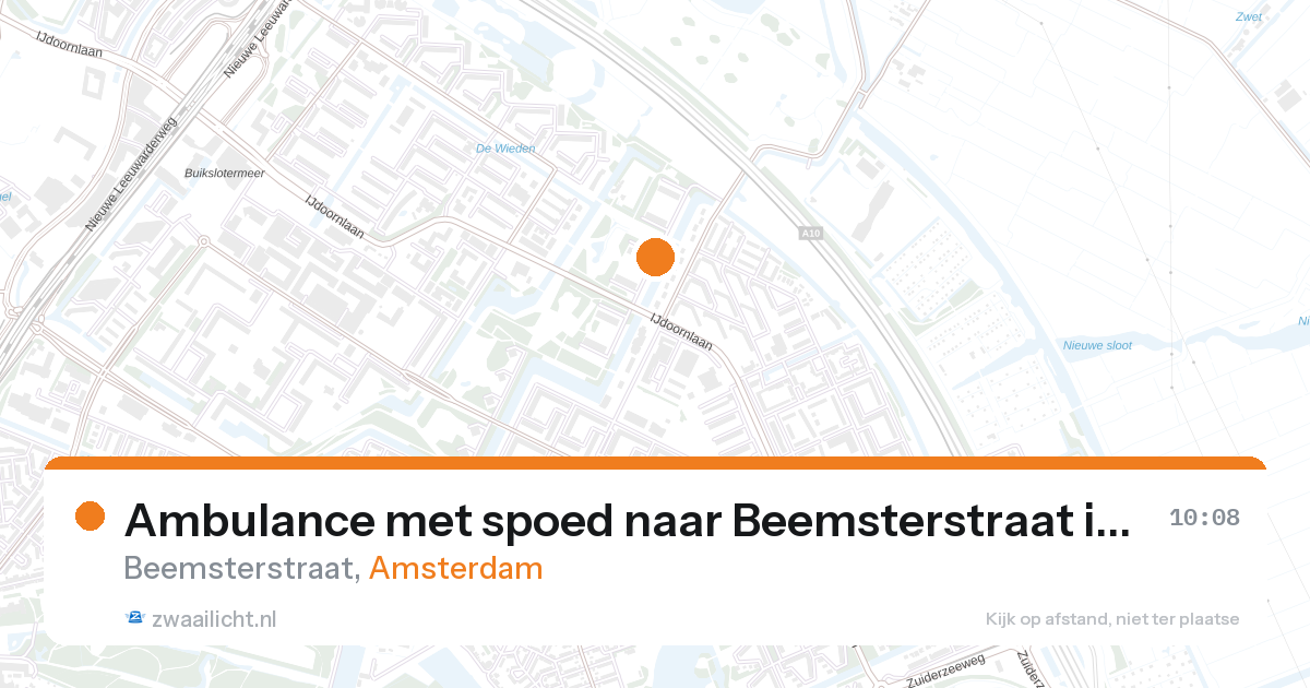 Ambulance met spoed naar Beemsterstraat in Amsterdam — 27 aug 2026