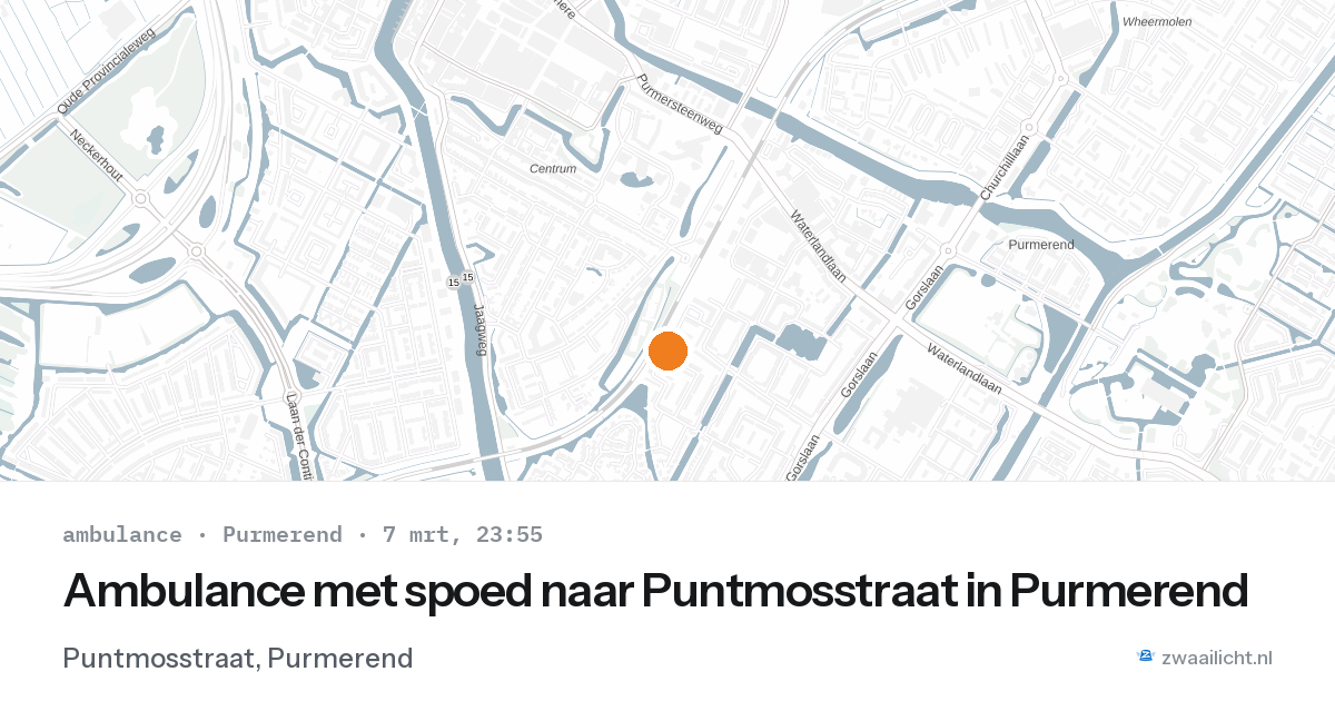 Ambulance met spoed naar Puntmosstraat in Purmerend — 7 mrt 2026