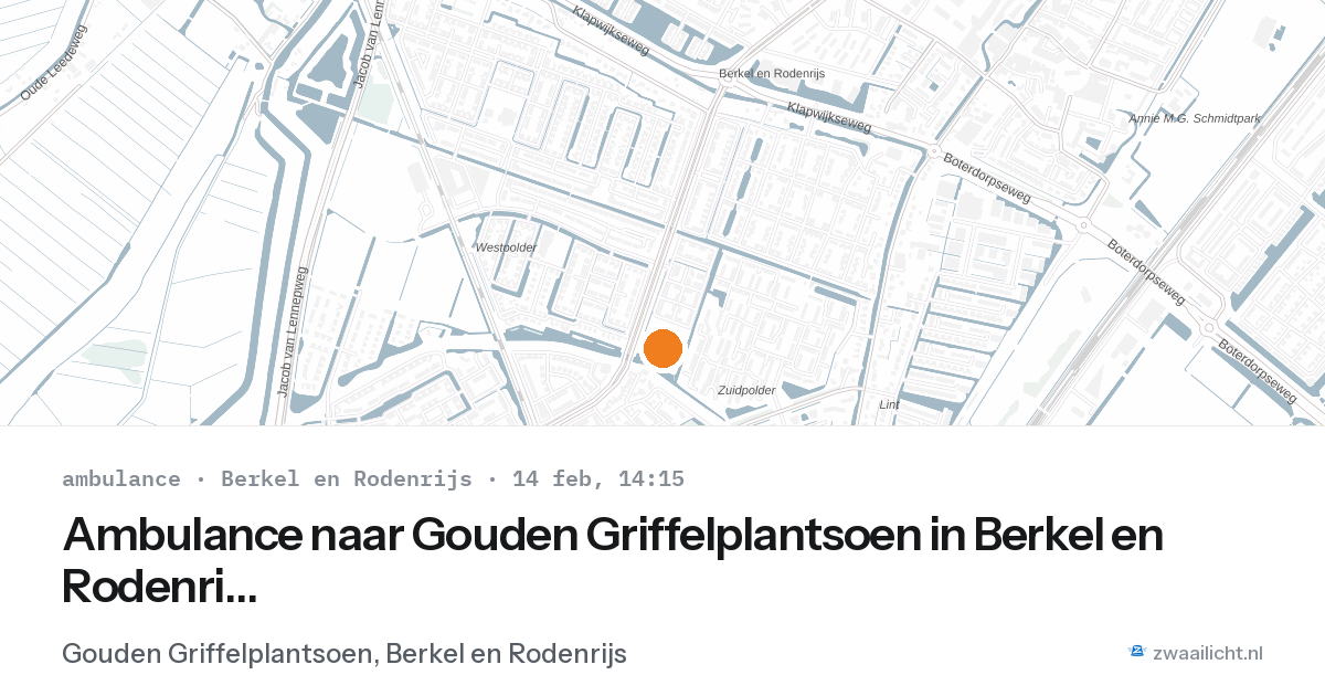 Ambulance naar Gouden Griffelplantsoen in Berkel en Rodenrijs — 14 feb 2026