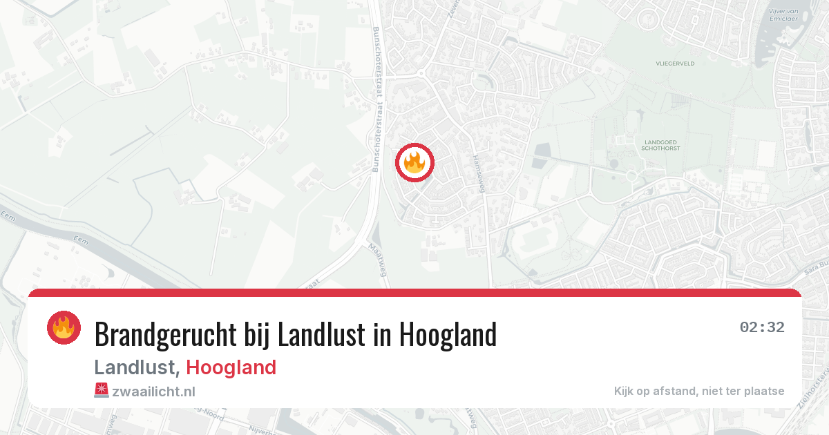 Brandgerucht bij Landlust in Hoogland — 20 jun 2026