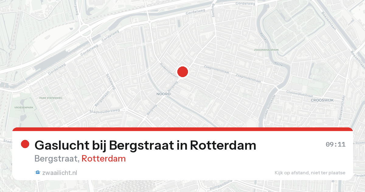 Gaslucht bij Bergstraat in Rotterdam — 16 aug 2026