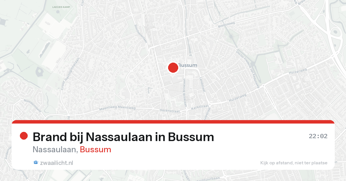 Brand bij Nassaulaan in Bussum — 22 aug 2026