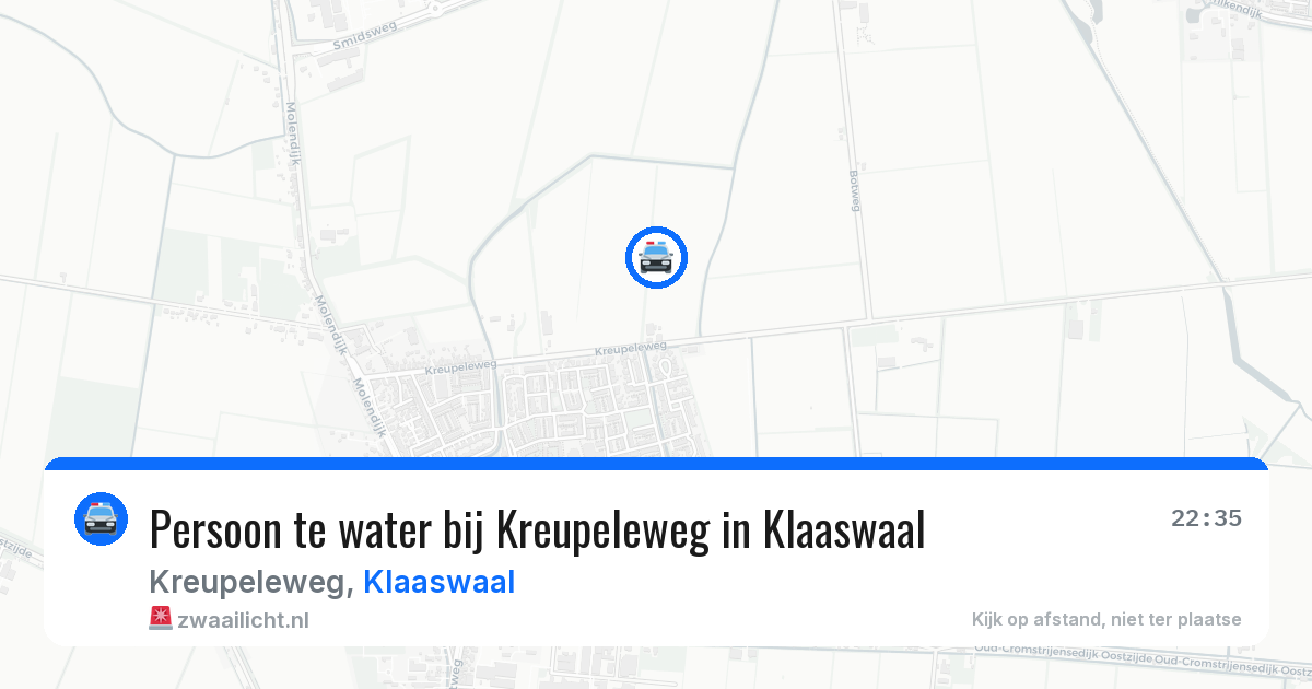 Persoon te water bij Kreupeleweg in Klaaswaal — 13 apr 2026