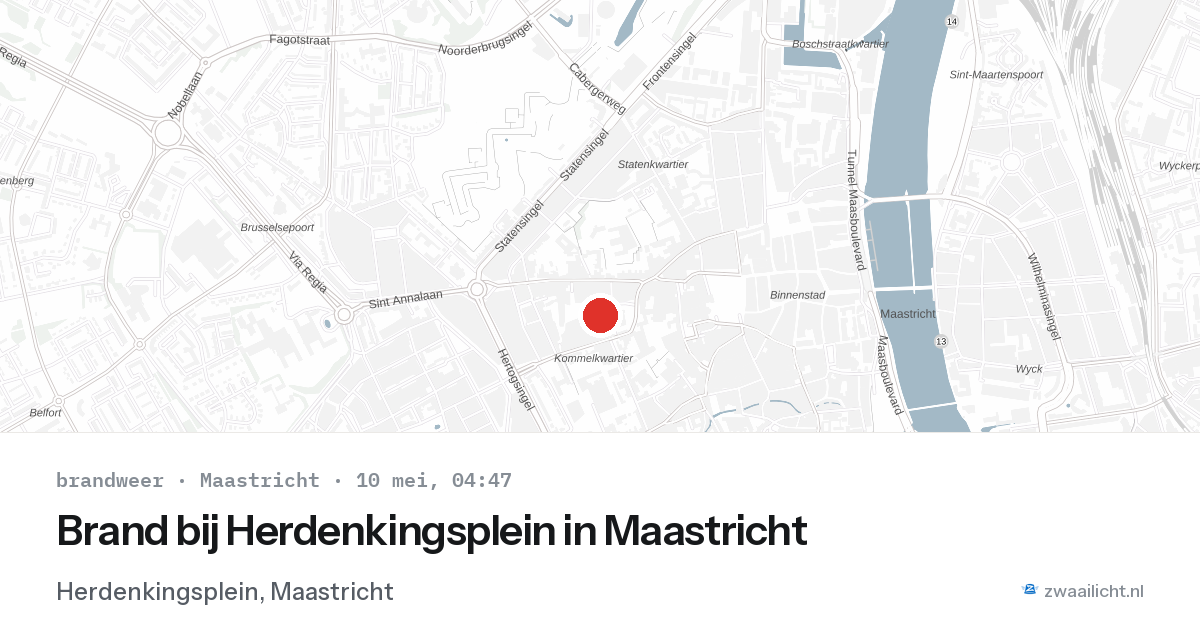 Brand bij Herdenkingsplein in Maastricht — 10 mei 2026
