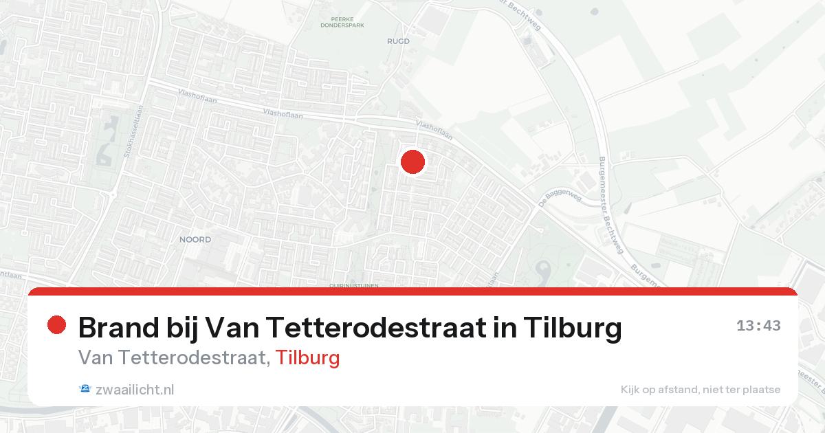 Brand bij Van Tetterodestraat in Tilburg — 21 aug 2026
