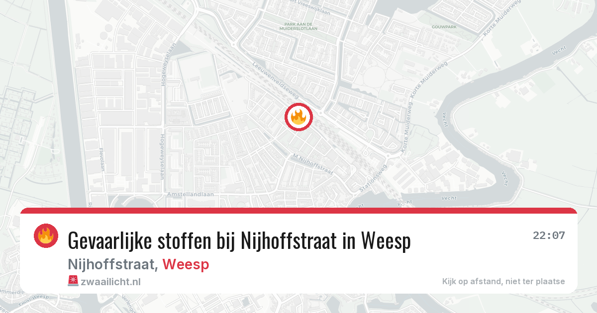 Gevaarlijke stoffen bij Nijhoffstraat in Weesp — 8 mei 2026