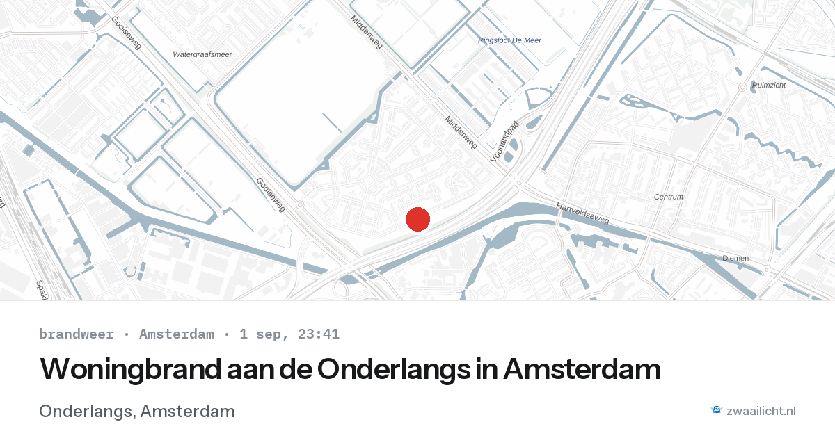 Woningbrand aan de Onderlangs in Amsterdam — 1 sep 2026